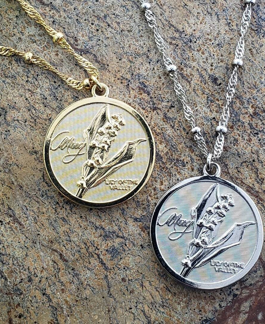 1928 Jewelry Flower Of The Month Pendant Necklace 16" + 3" Extender