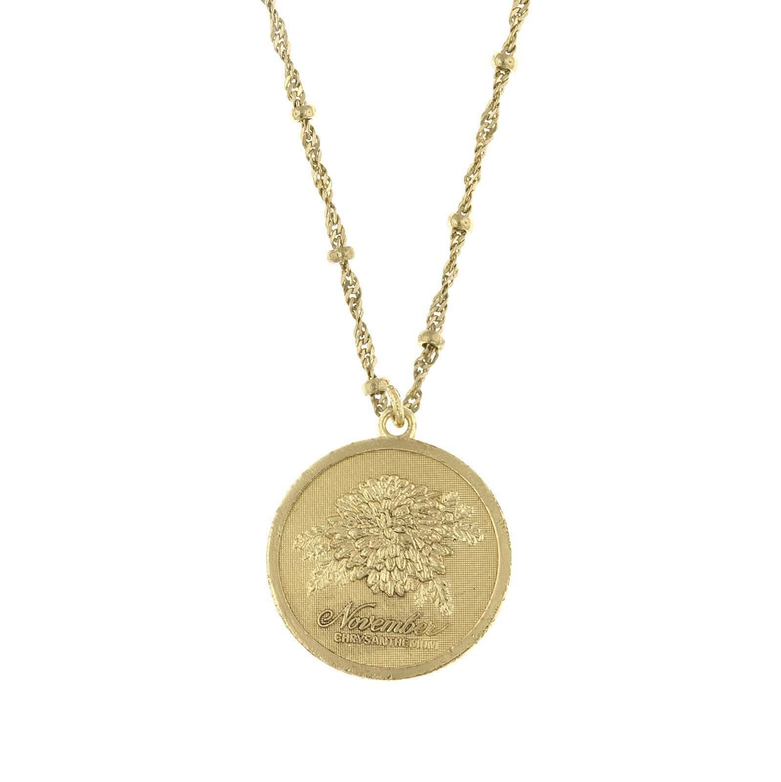 1928 Jewelry Flower Of The Month Pendant Necklace 16"