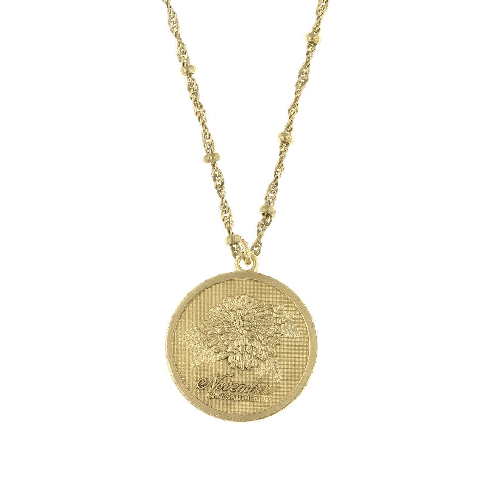 1928 Jewelry Flower Of The Month Pendant Necklace 16"