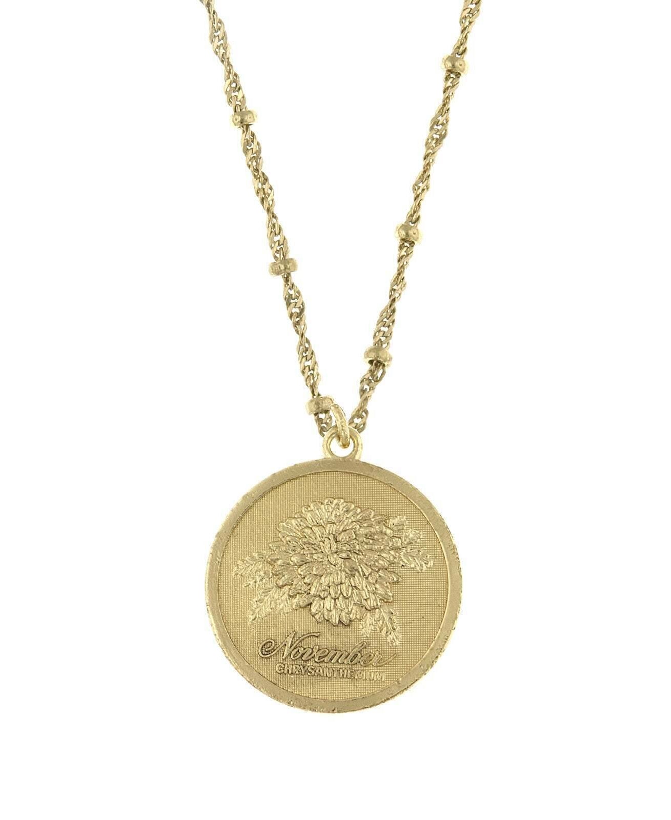 1928 Jewelry Flower Of The Month Pendant Necklace 16"