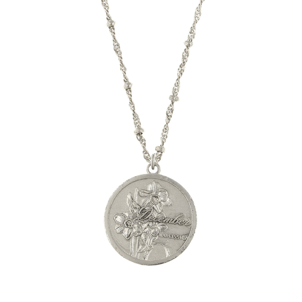 silver tone flower of the month necklace 16 19 inch adjustable
