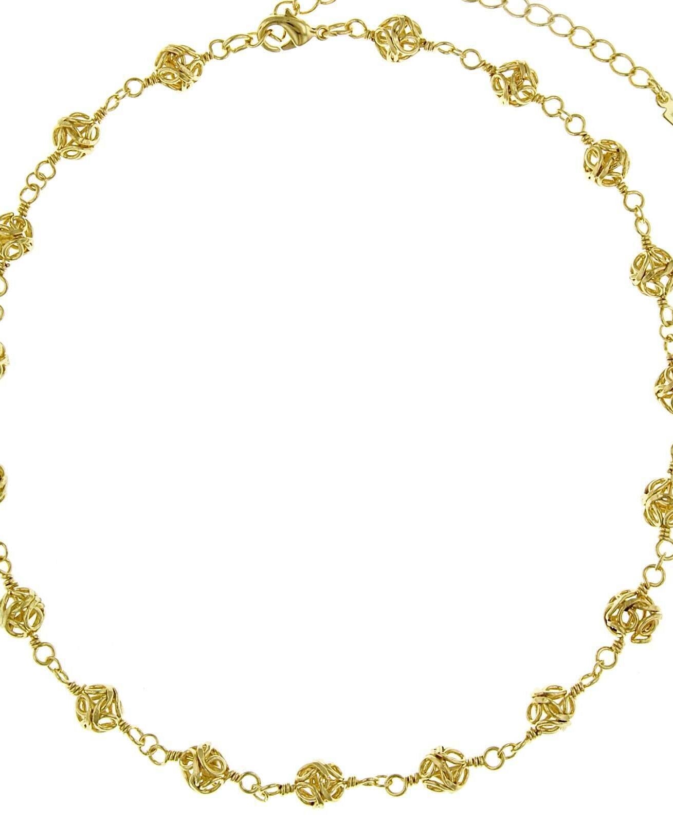 2028 Jewelry Gold Caged Filigree Beaded Necklace 15" + 3" Extension