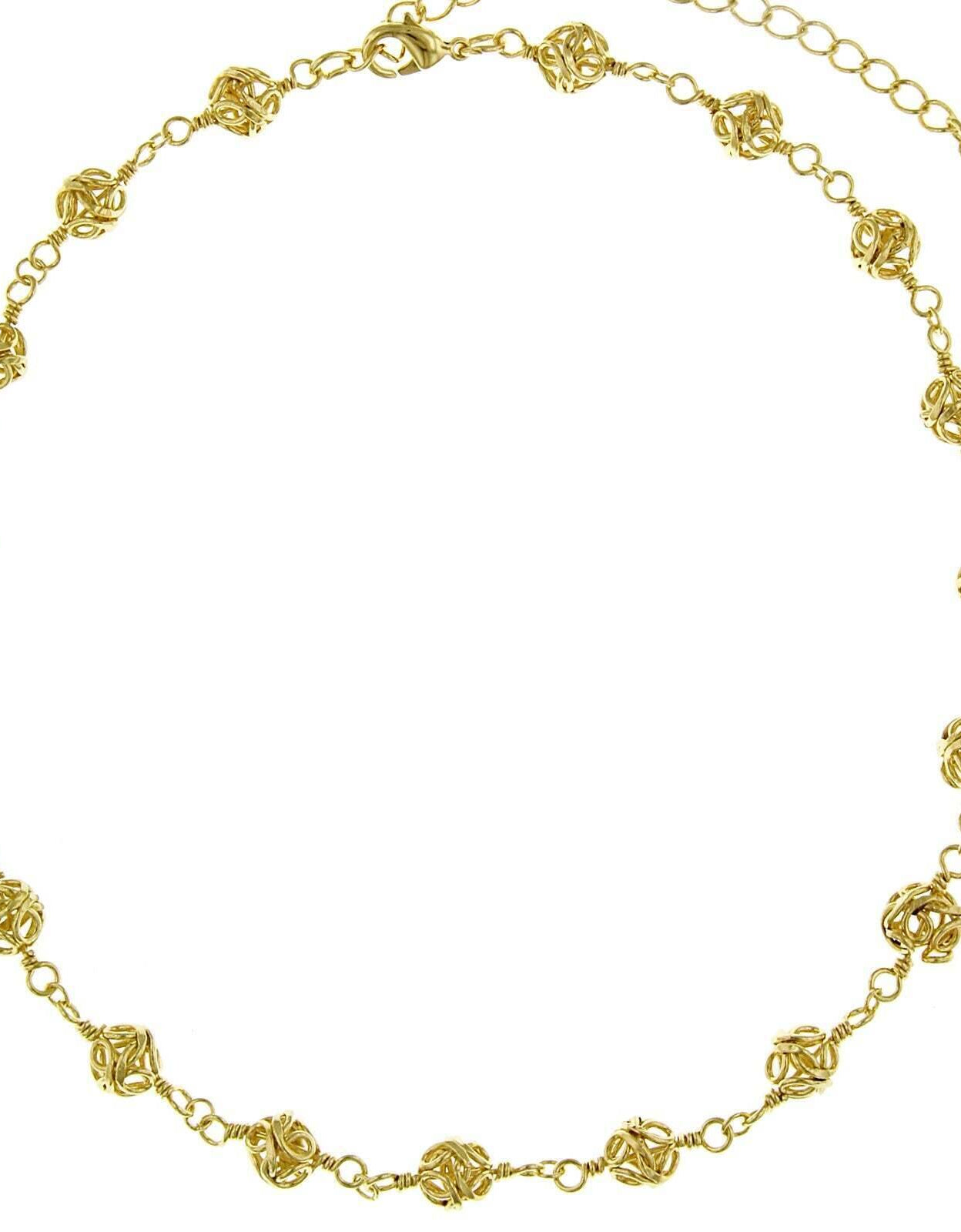 2028 Jewelry Gold Caged Filigree Beaded Necklace 15" + 3" Extension