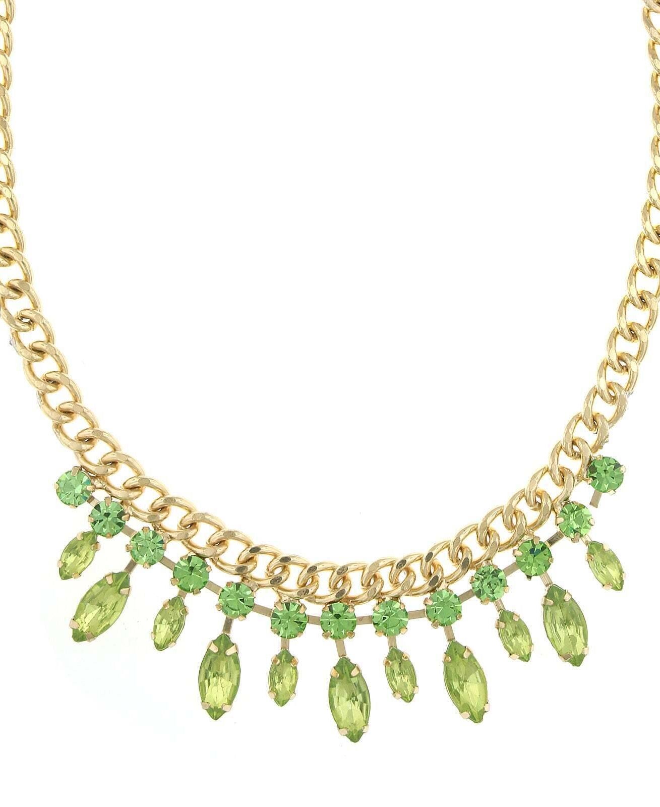 2028 Jewelry Round And Navette Crystal Collar Necklace 16" + 3" Extender