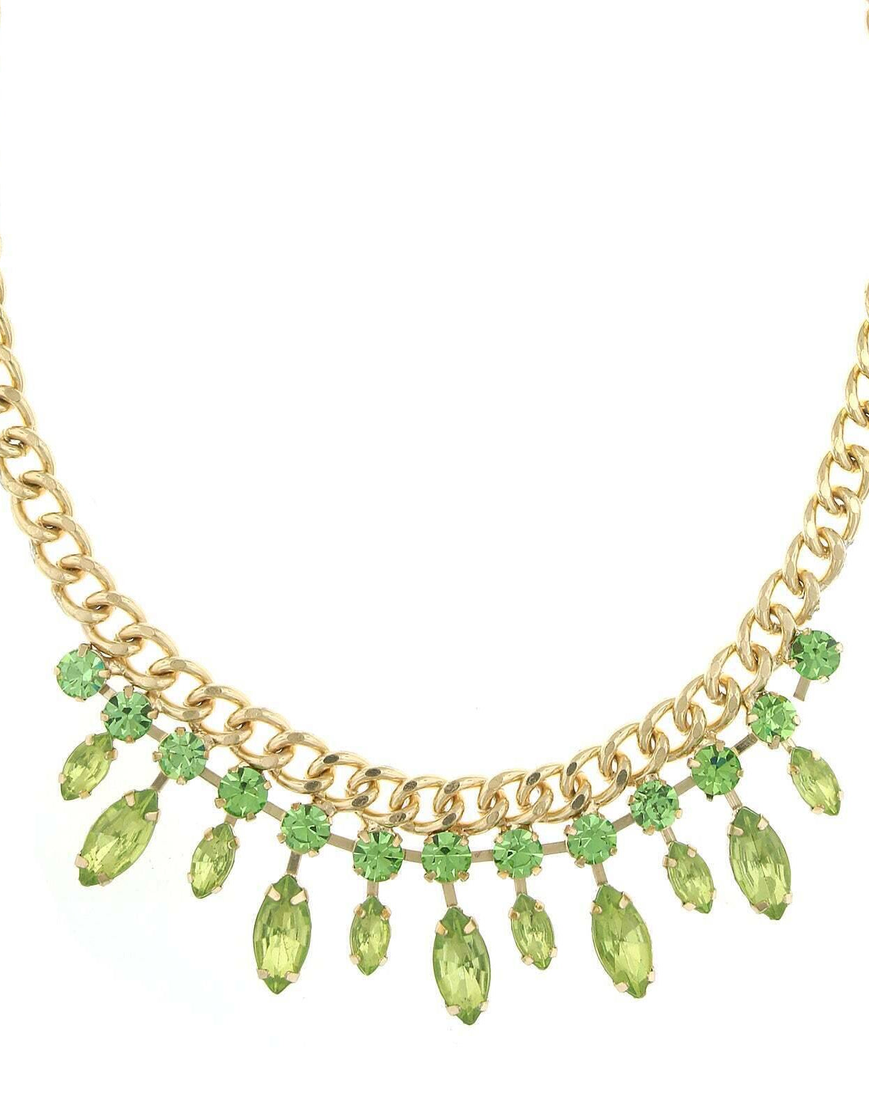 2028 Jewelry Round And Navette Crystal Collar Necklace 16" + 3" Extender