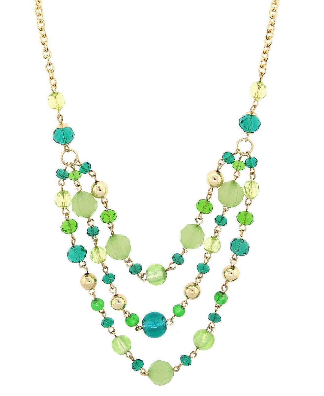 2028 Jewelry Lux Cut Crystal Beaded 3-Strand Necklace 16" + 3" Extender