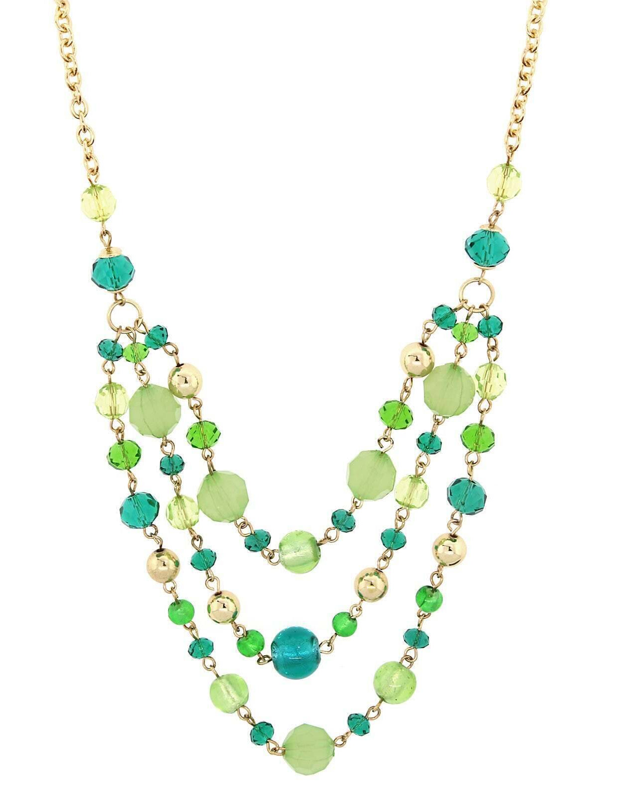 2028 Jewelry Lux Cut Crystal Beaded 3-Strand Necklace 16" + 3" Extender