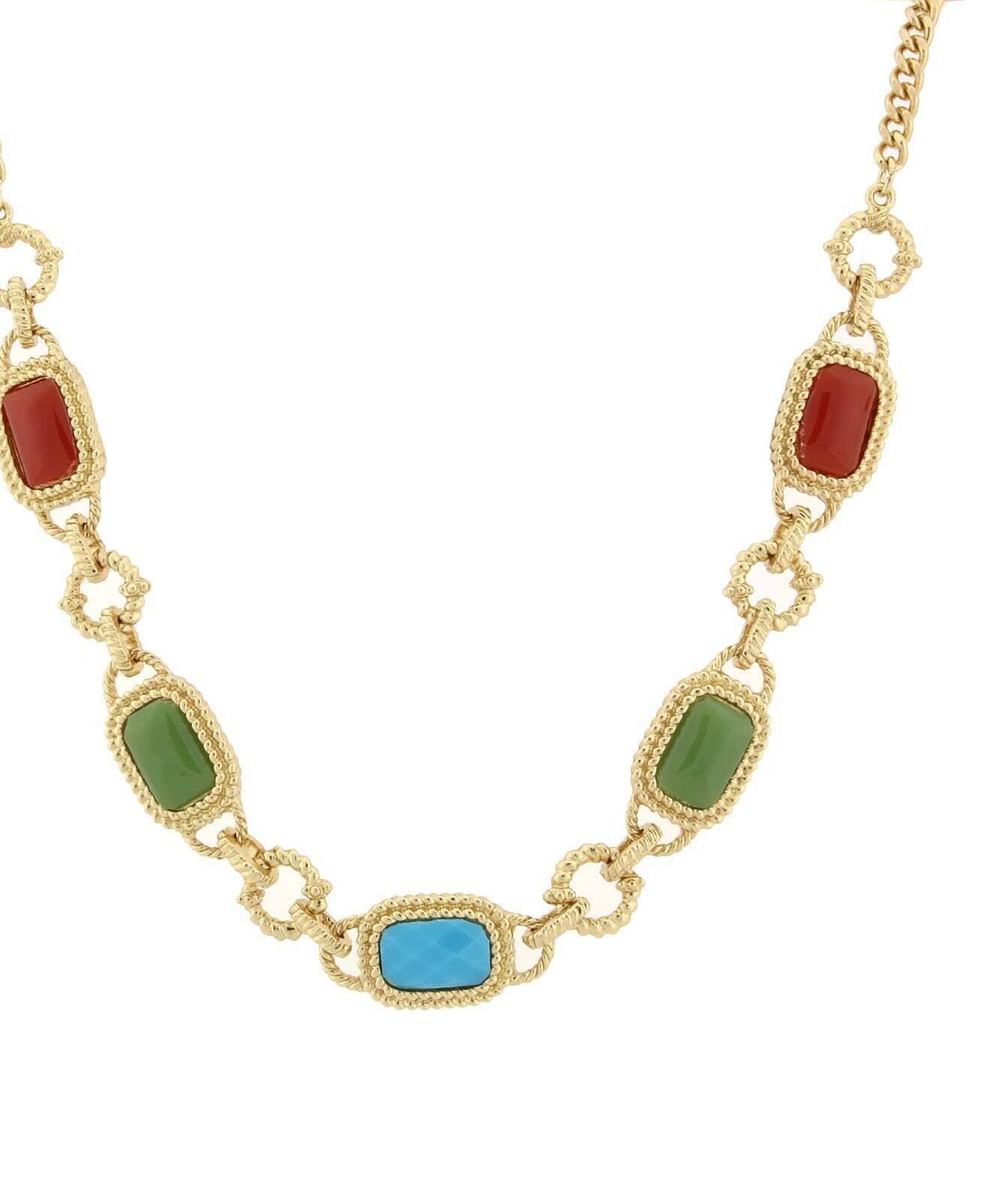 2028 Jewelry Multi-Color Link Collar Necklace 16" + 3" Extender