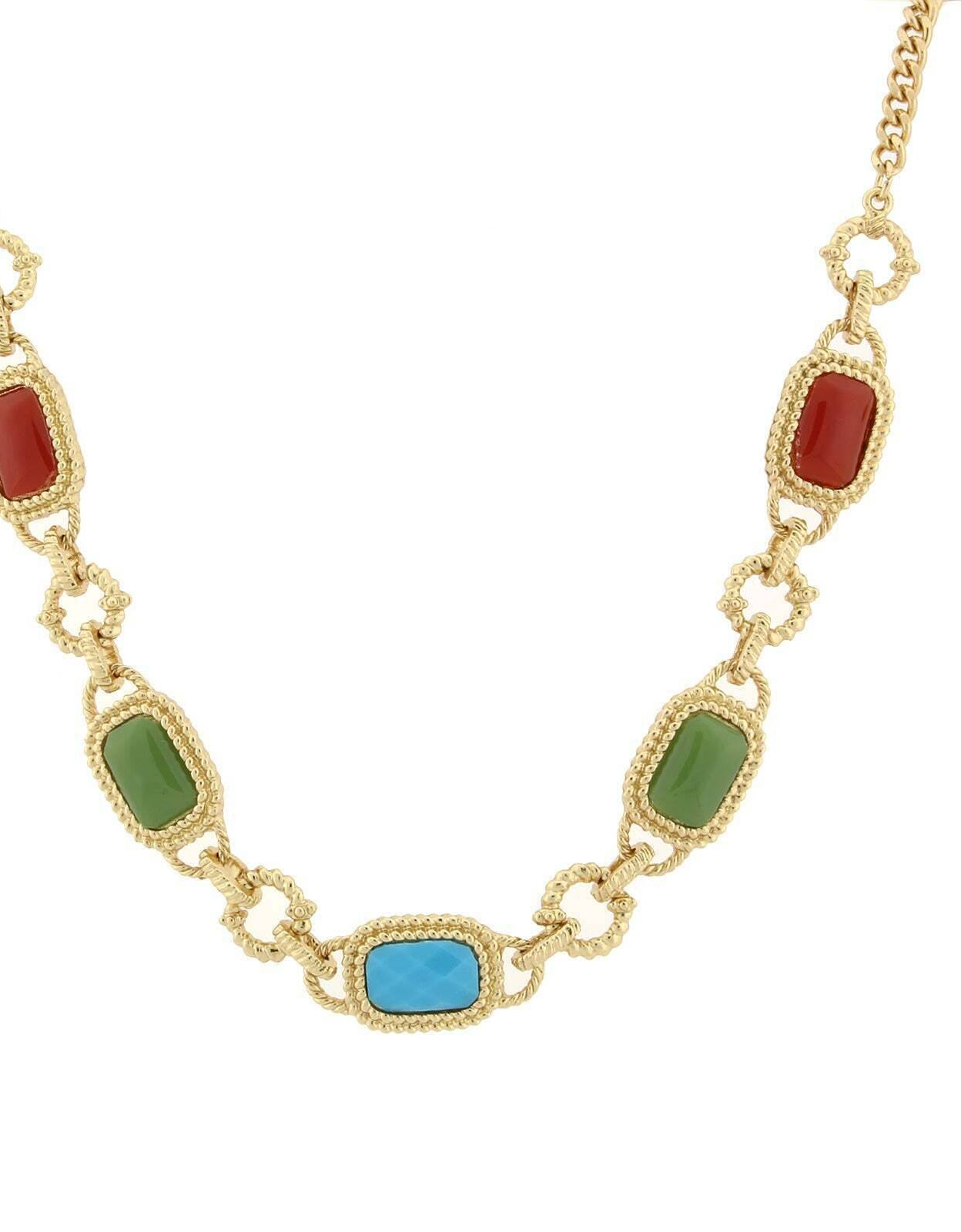 2028 Jewelry Multi-Color Link Collar Necklace 16" + 3" Extender
