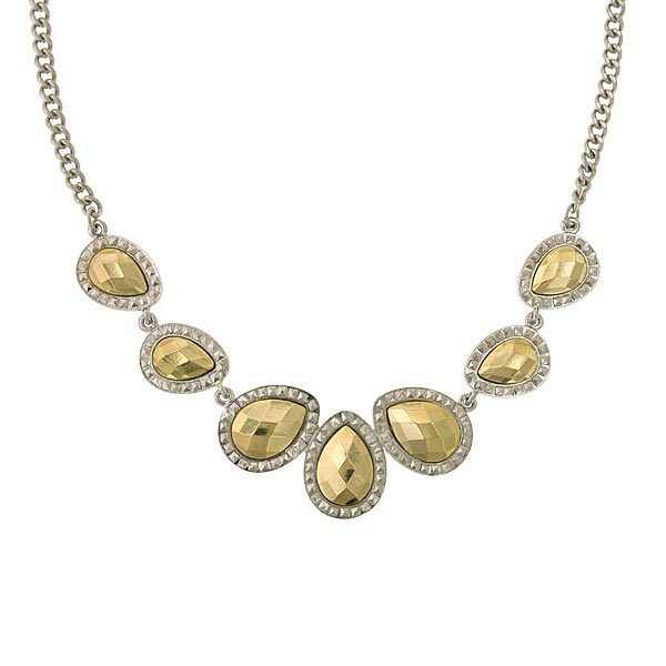 Silver Tone And Gold Tone Teardrop Collar Necklace 16   19 Inch Adjustable