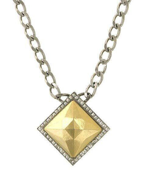 1928 Jewelry Fusion Lux Square Pendant Necklace 16" + 3" Extender
