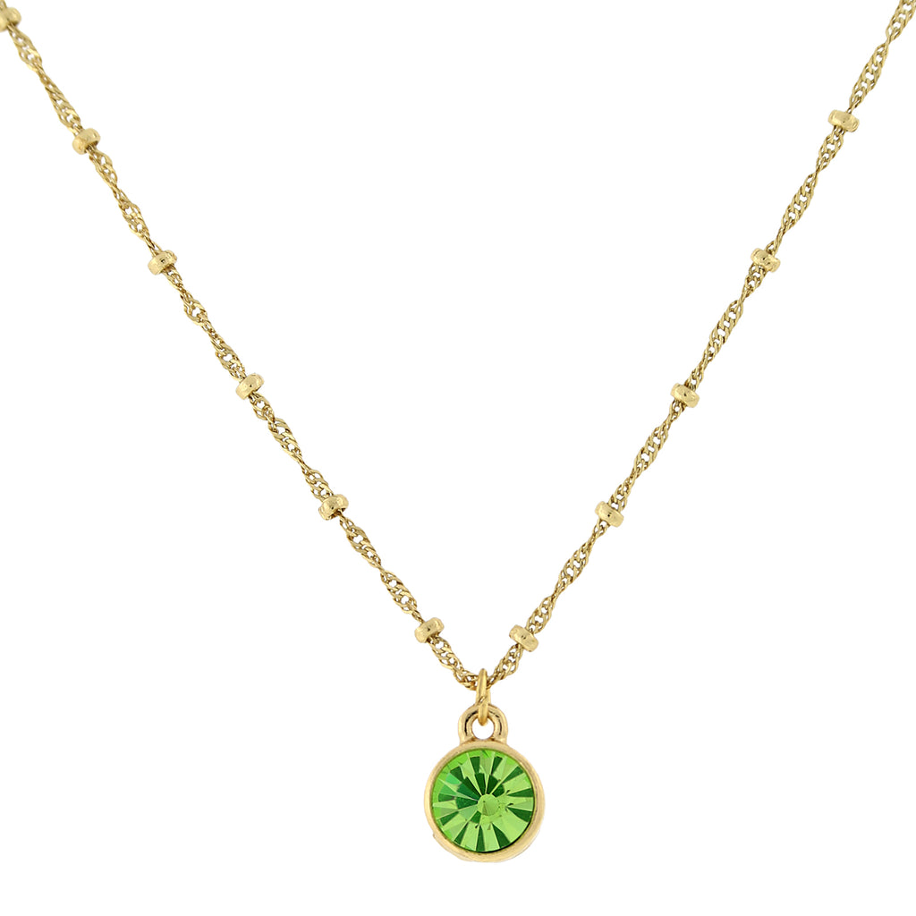 14K Gold Dipped Pendant Necklace 16   19 Inch Adjustable Green