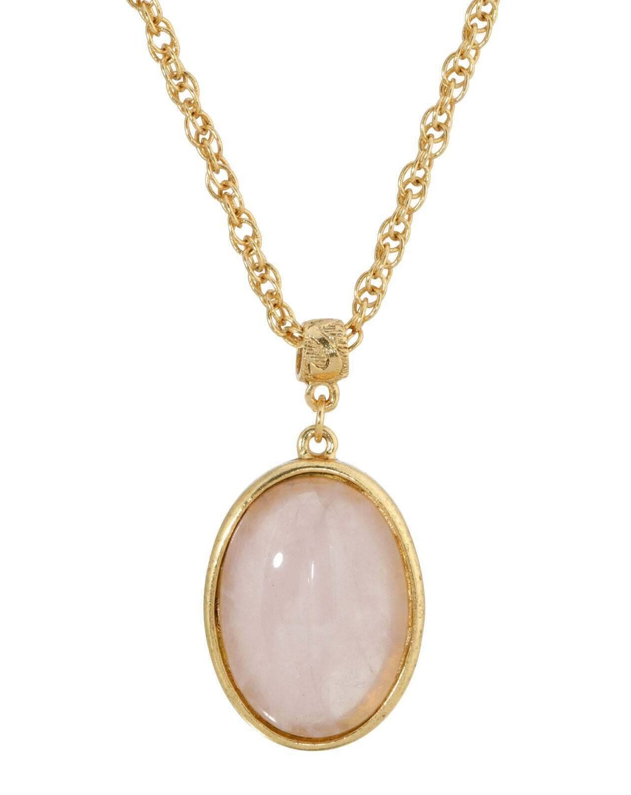 1928 Jewelry Genuine Gemstone Oval Pendant Necklace 16" + 3" Extender