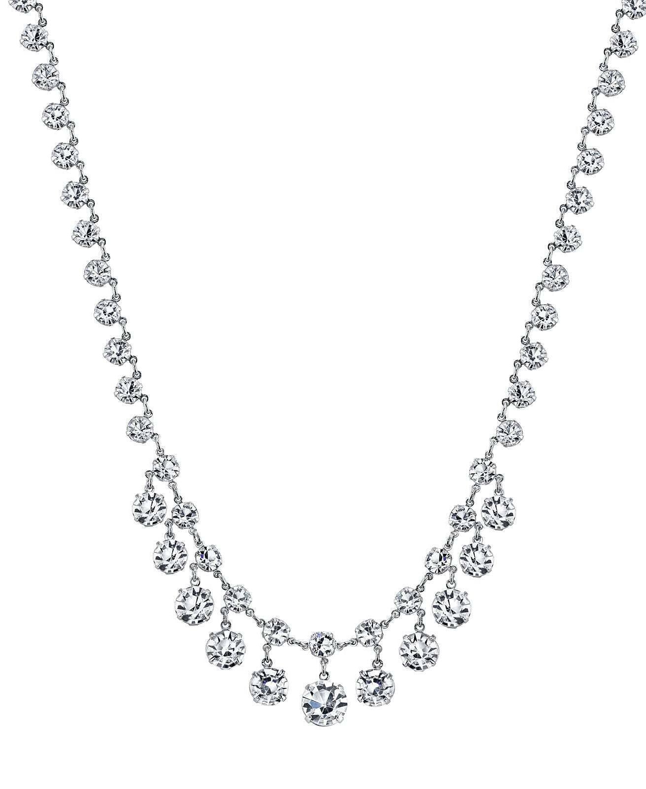 1928 Bridal Genuine Austrian Crystal Collar Necklace 15" + 3" Extender