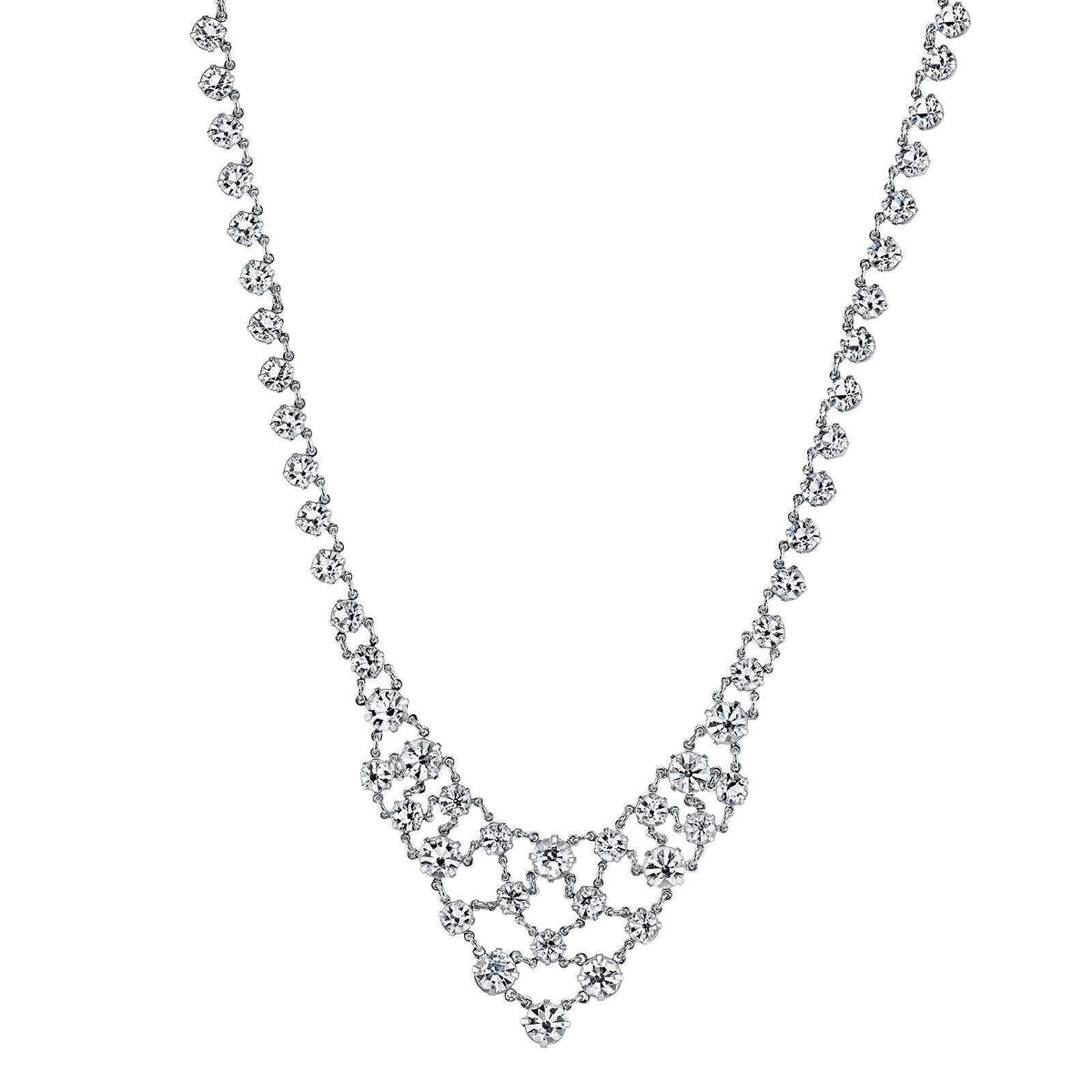 Janefashions Austrian Rhinestone Crystal Bib Necklace & Earrings Set - Bridal Jewelry N1513