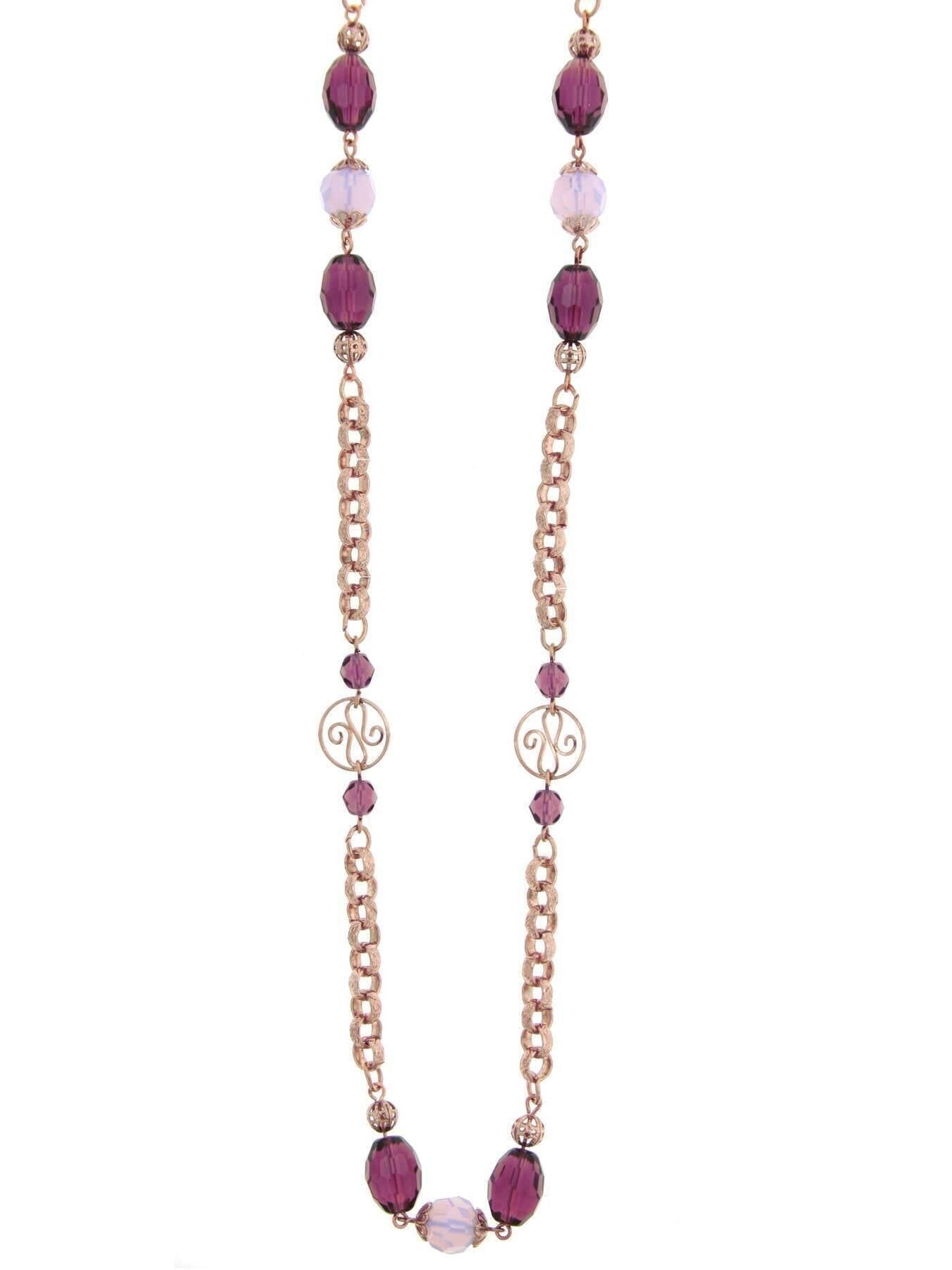 1928 Jewelry Amethyst Bead Round Pink Opal & Filigree Beaded Necklace 48"