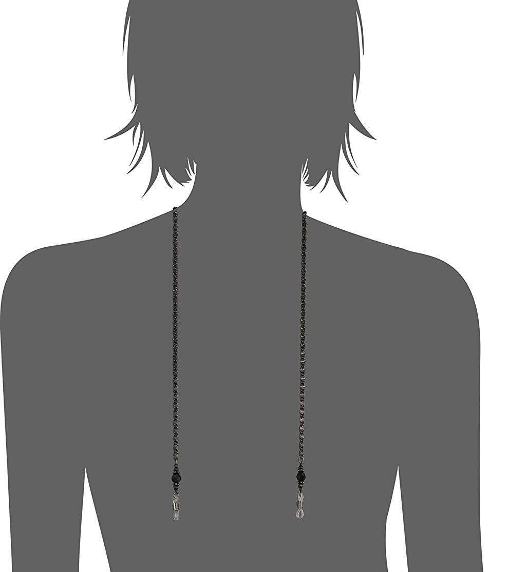 1928 Jewelry Black Chain And Black Eyeglass Holder Chain Necklace 30"