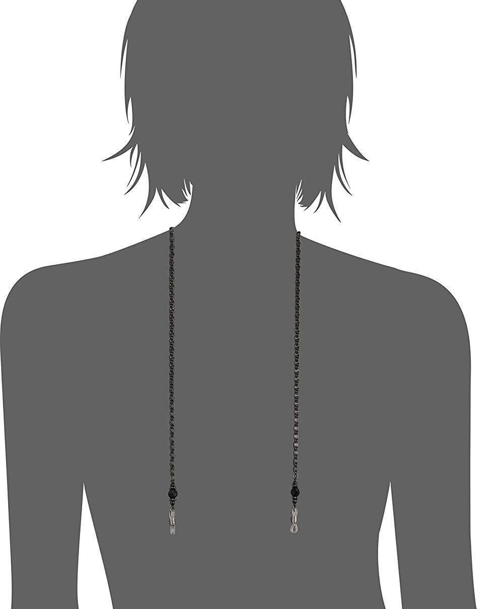 1928 Jewelry Black Chain And Black Eyeglass Holder Chain Necklace 30"