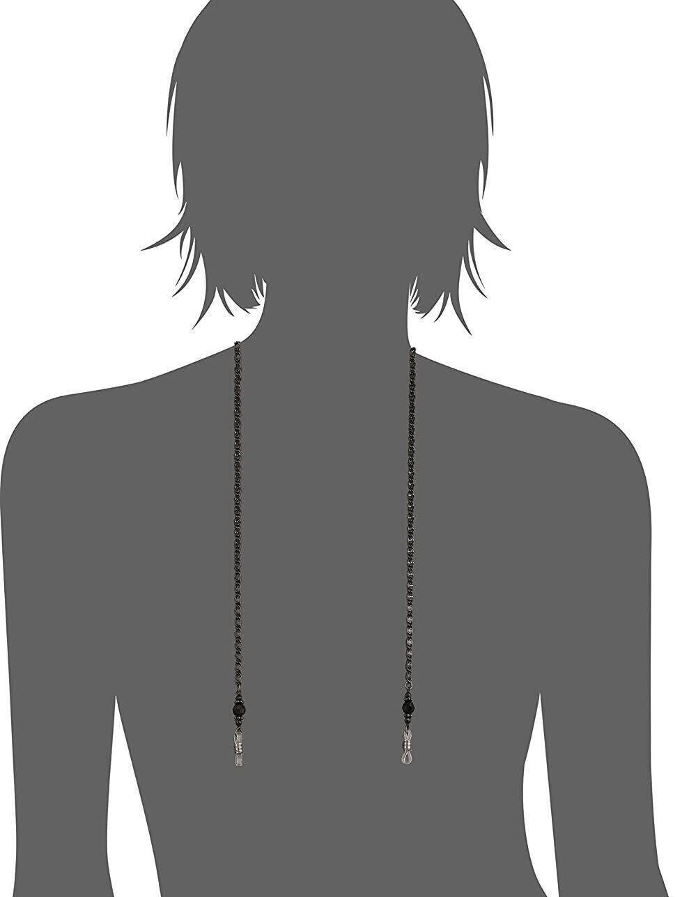 1928 Jewelry Black Chain And Black Eyeglass Holder Chain Necklace 30"