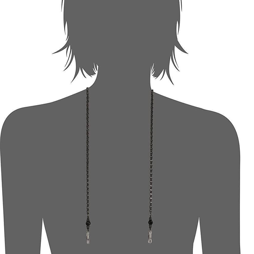 1928 Jewelry Black Chain And Black Eyeglass Holder Chain Necklace 30"