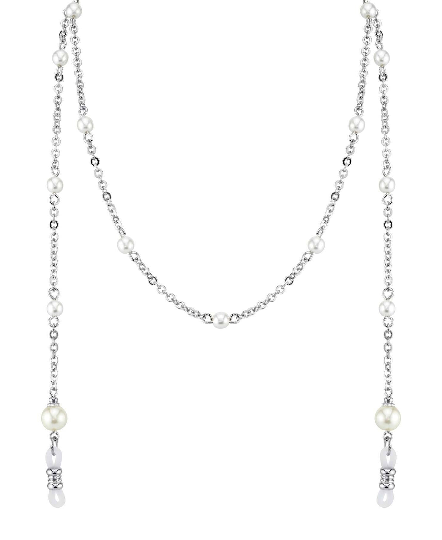 1928 Jewelry Faux Pearl Eyeglass Holder Chain Necklace 30"