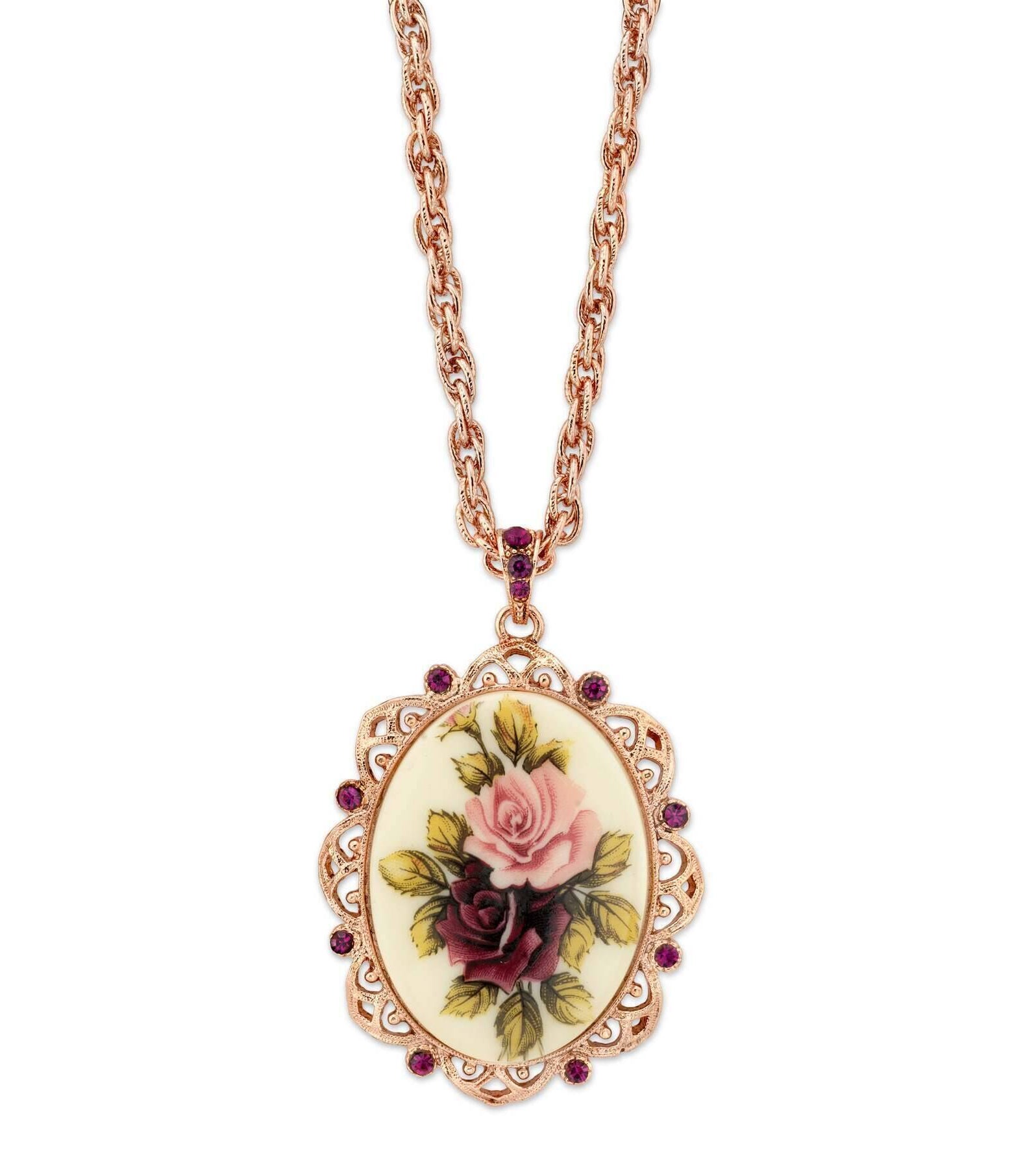 1928 Jewelry Manor House Victorian Pendant Necklace, 28"