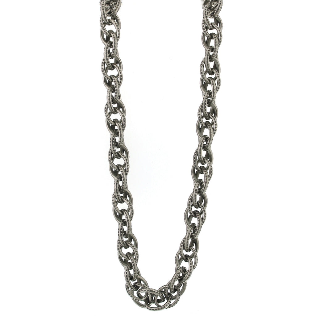 Silver Tone Large Chain Necklace 30 In