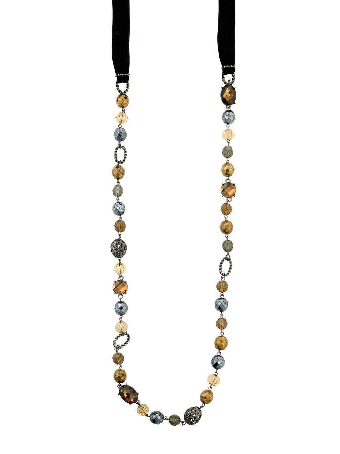 2028 Jewelry Black Smoke Topaz Beaded Necklace 42"