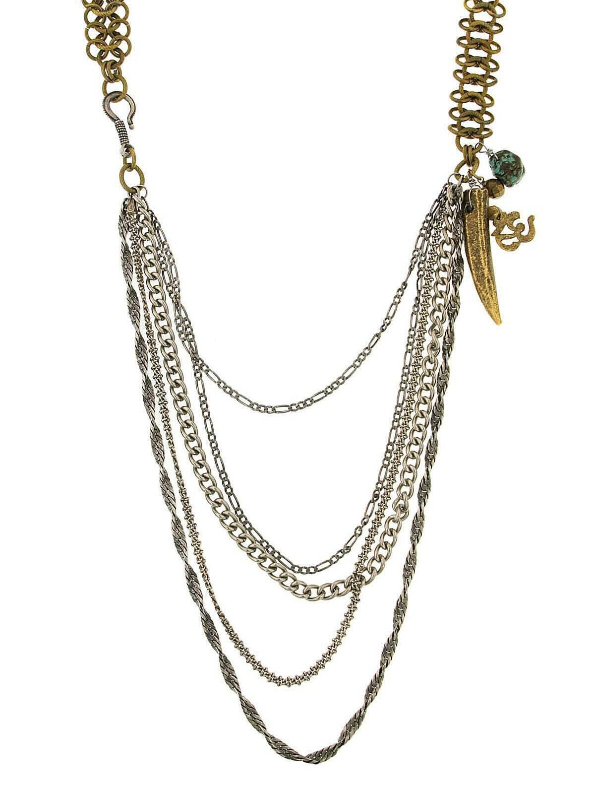 T.R.U. Metal Multi Swag Layer Charm Necklace 30"