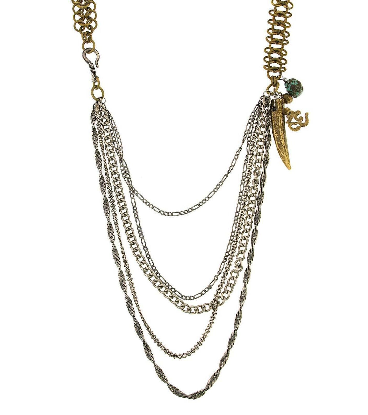 T.R.U. Metal Multi Swag Layer Charm Necklace 30"