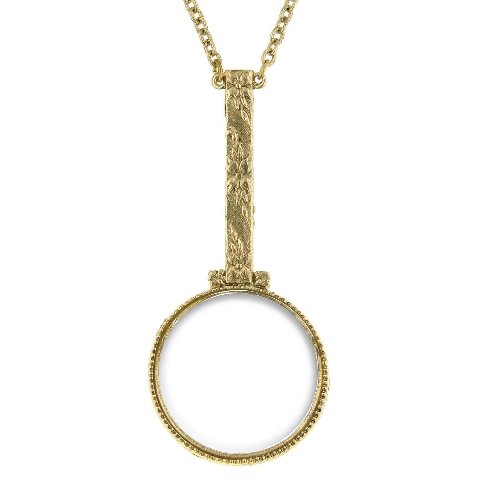 1928 Jewelry Floral Handle Acrylic Magnifier Pendant Necklace 28" - Magnification Power: 2X