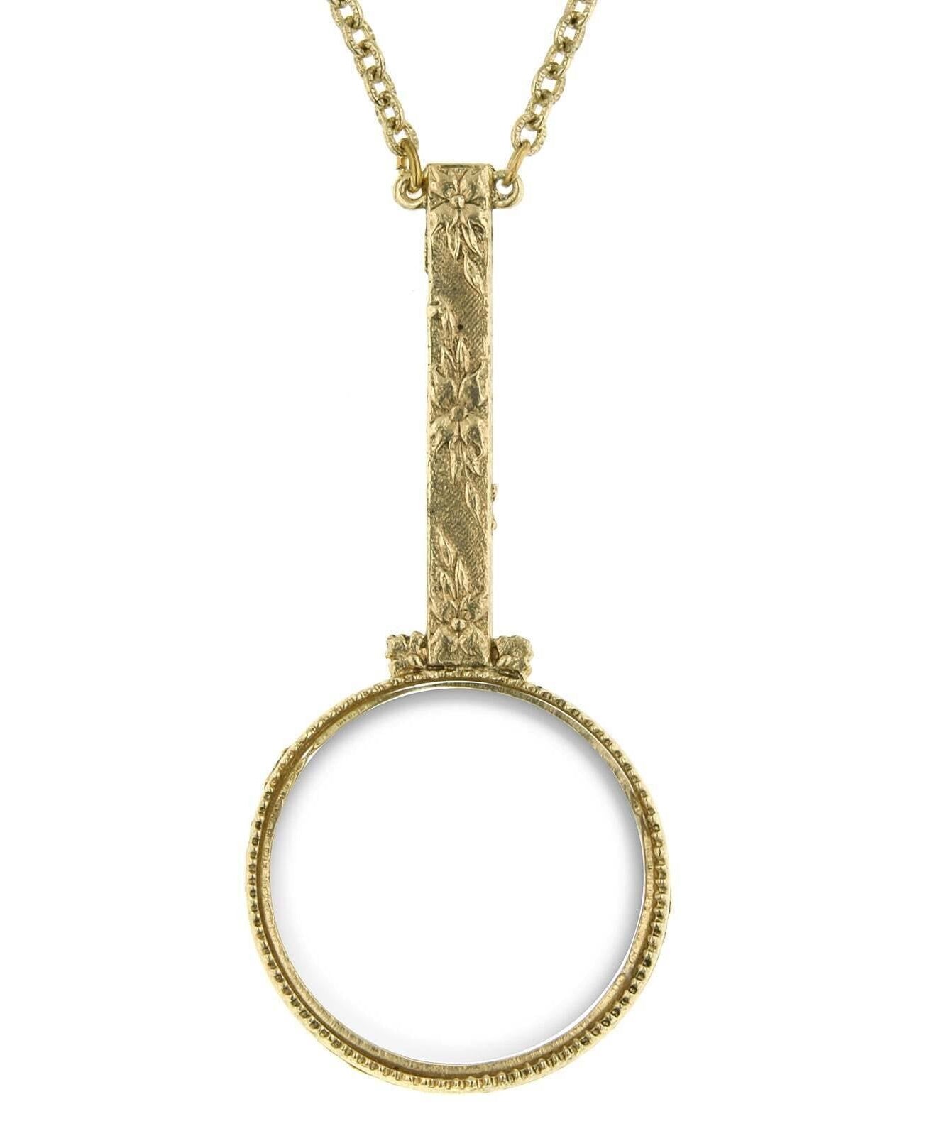 1928 Jewelry Floral Handle Acrylic Magnifier Pendant Necklace 28" - Magnification Power: 2X