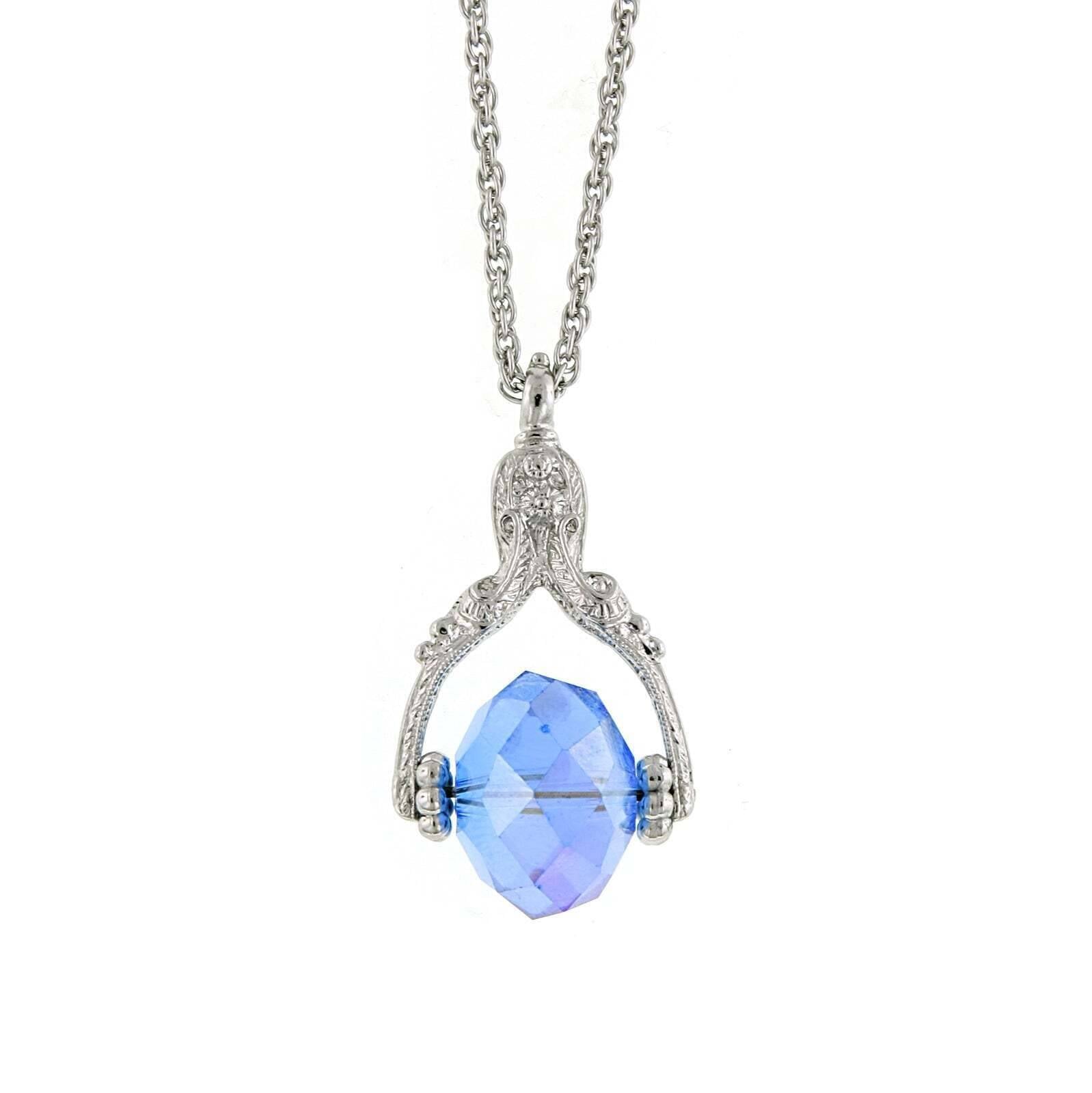 1928 Jewelry Ab Crystal Spinner Pendant Necklace 30"