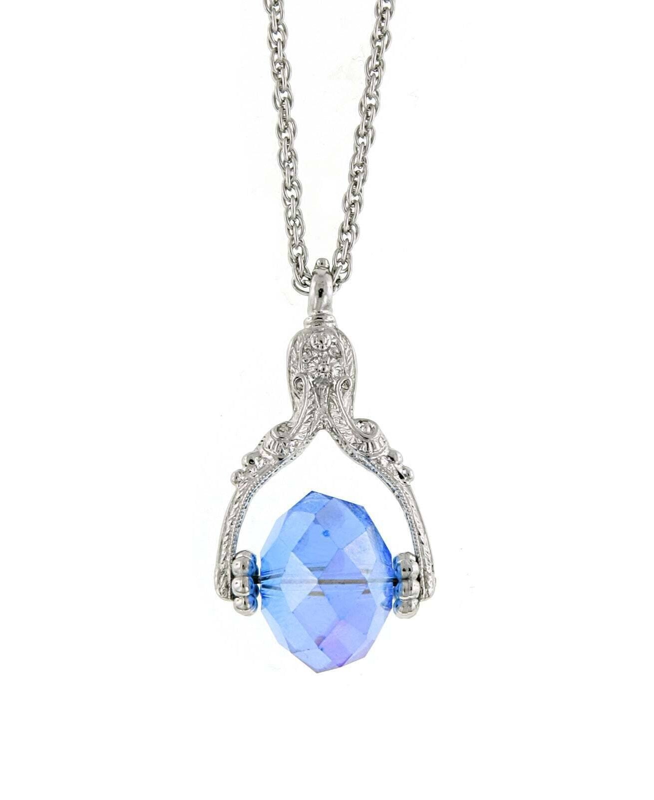 1928 Jewelry Ab Crystal Spinner Pendant Necklace 30"