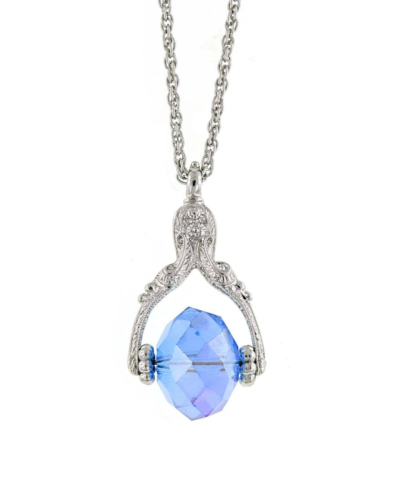 1928 Jewelry Ab Crystal Spinner Pendant Necklace 30"