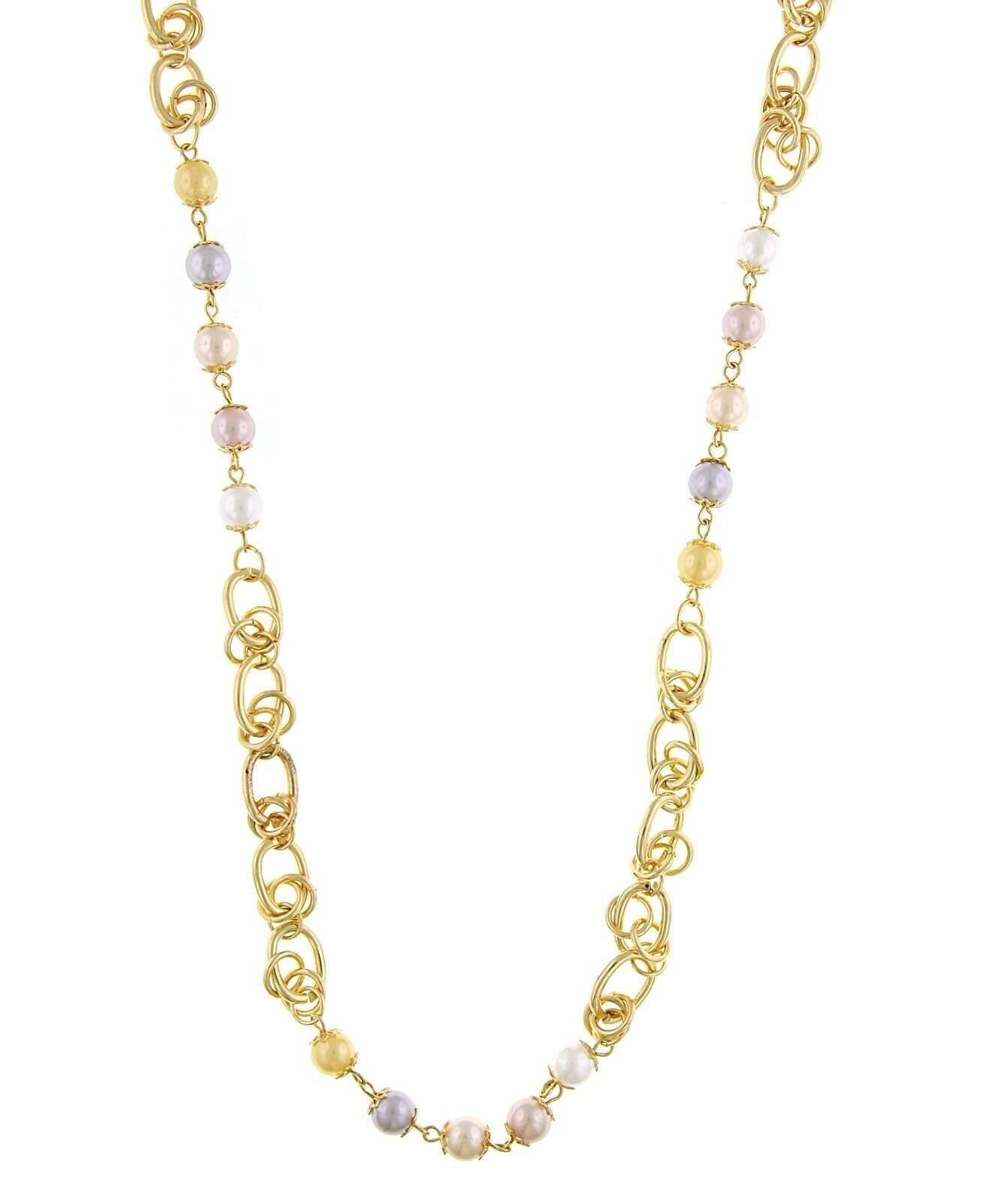 1928 Jewelry Multi-Color 8mm Faux Pearl Chain Strand Necklace 28" + 2" Extender