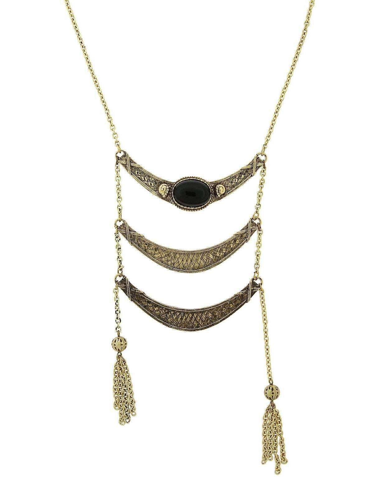 2028 Jewelry Antique Inspired Ladder And Tassel Necklace 28"