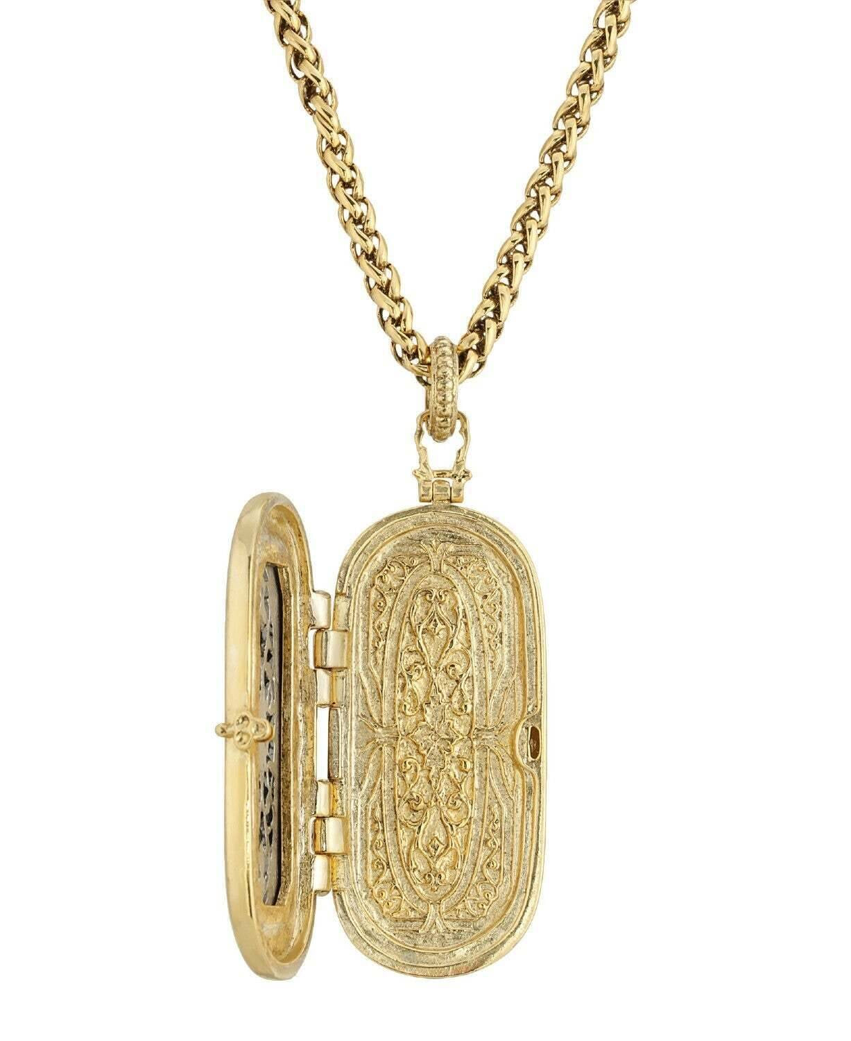 Antiquities Couture Heirloom Two Tone Vinaigrette Locket Necklace 32"