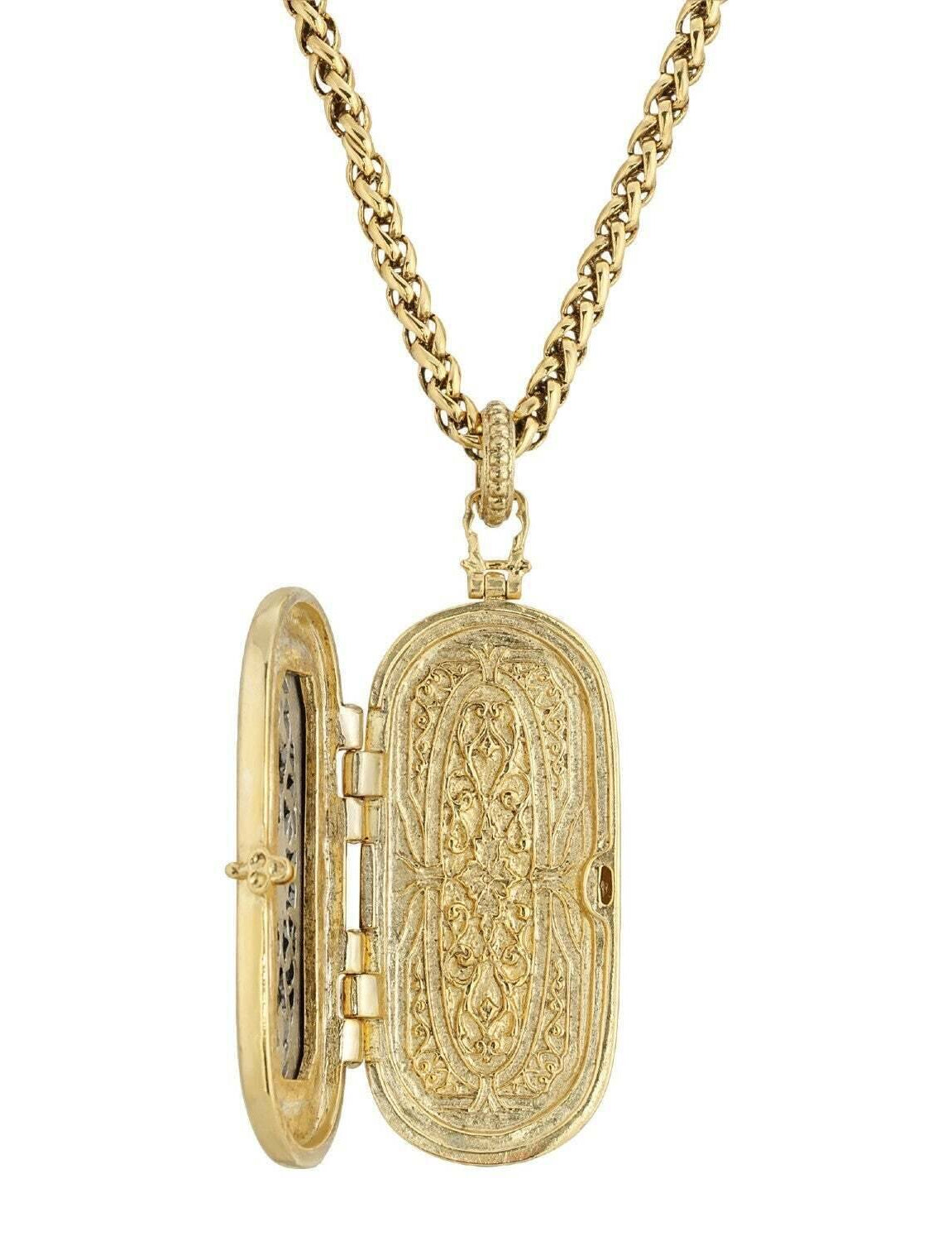 Antiquities Couture Heirloom Two Tone Vinaigrette Locket Necklace 32"