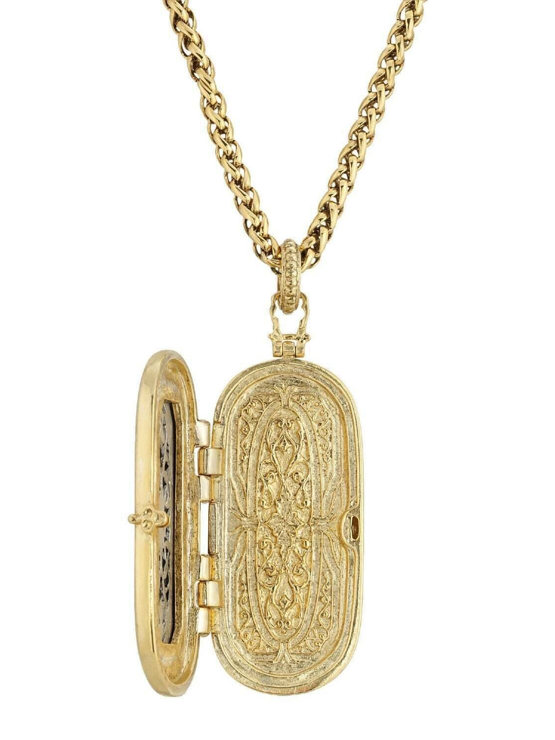 Antiquities Couture Heirloom Two Tone Vinaigrette Locket Necklace 32"