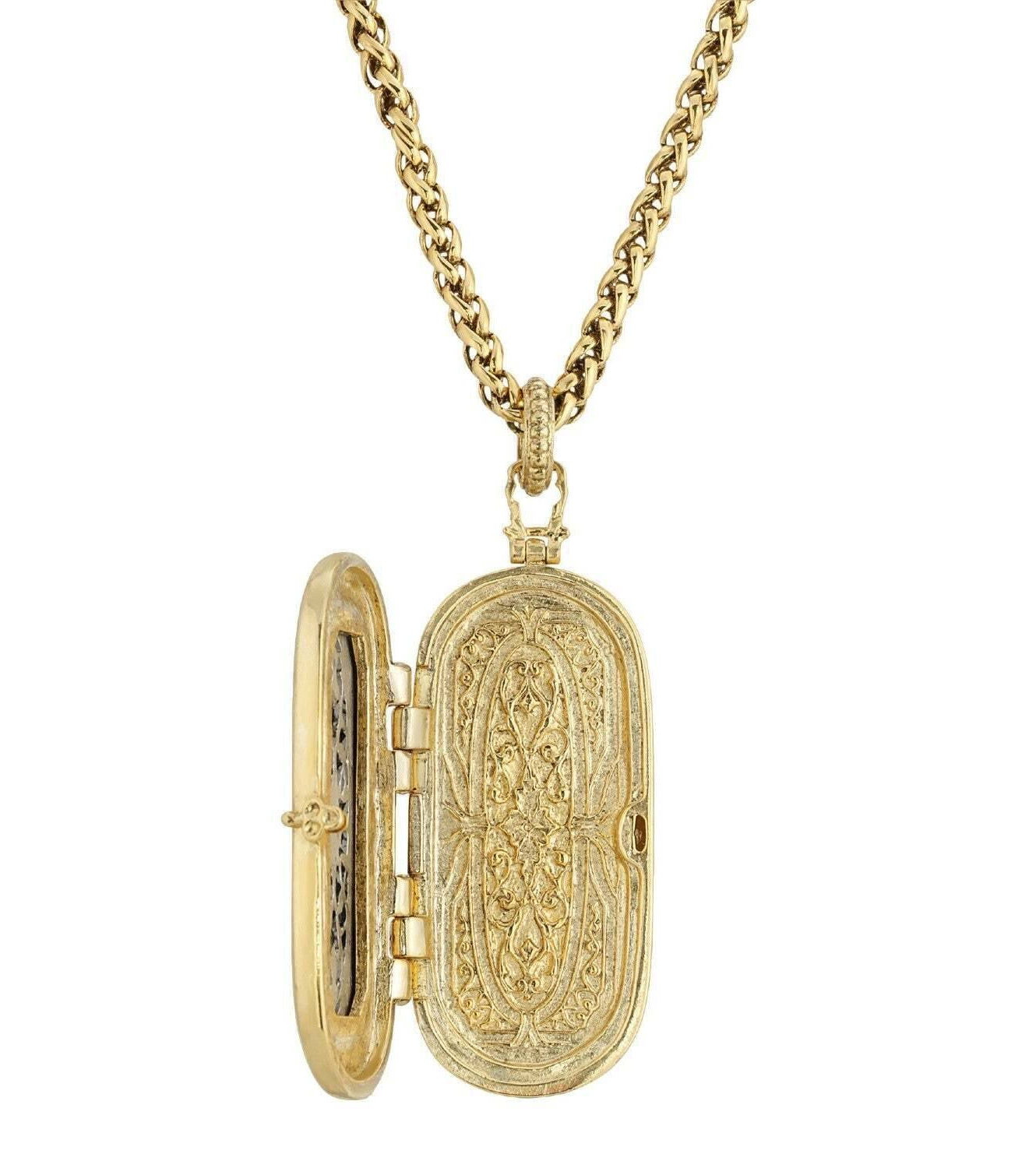 Antiquities Couture Heirloom Two Tone Vinaigrette Locket Necklace 32"
