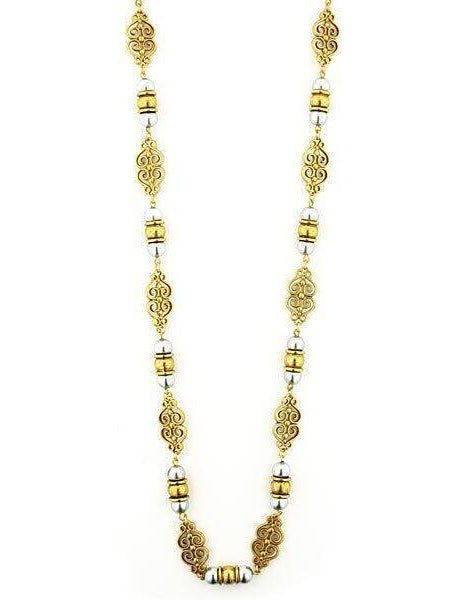 Antiquities Couture Polished Grey Faux Pearl Scroll Rope Necklace 48"