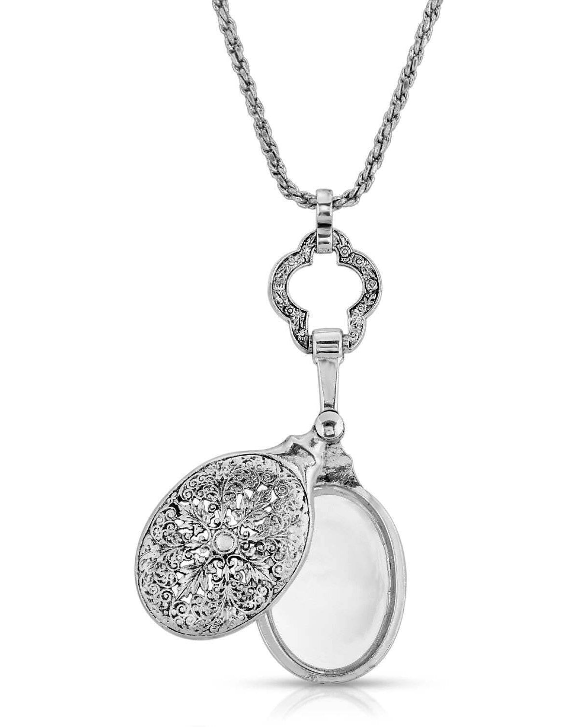 Antiquities Couture Docent's Showcase Swivel Magnifying Pendant Necklace 32" - Magnification Power: 2X
