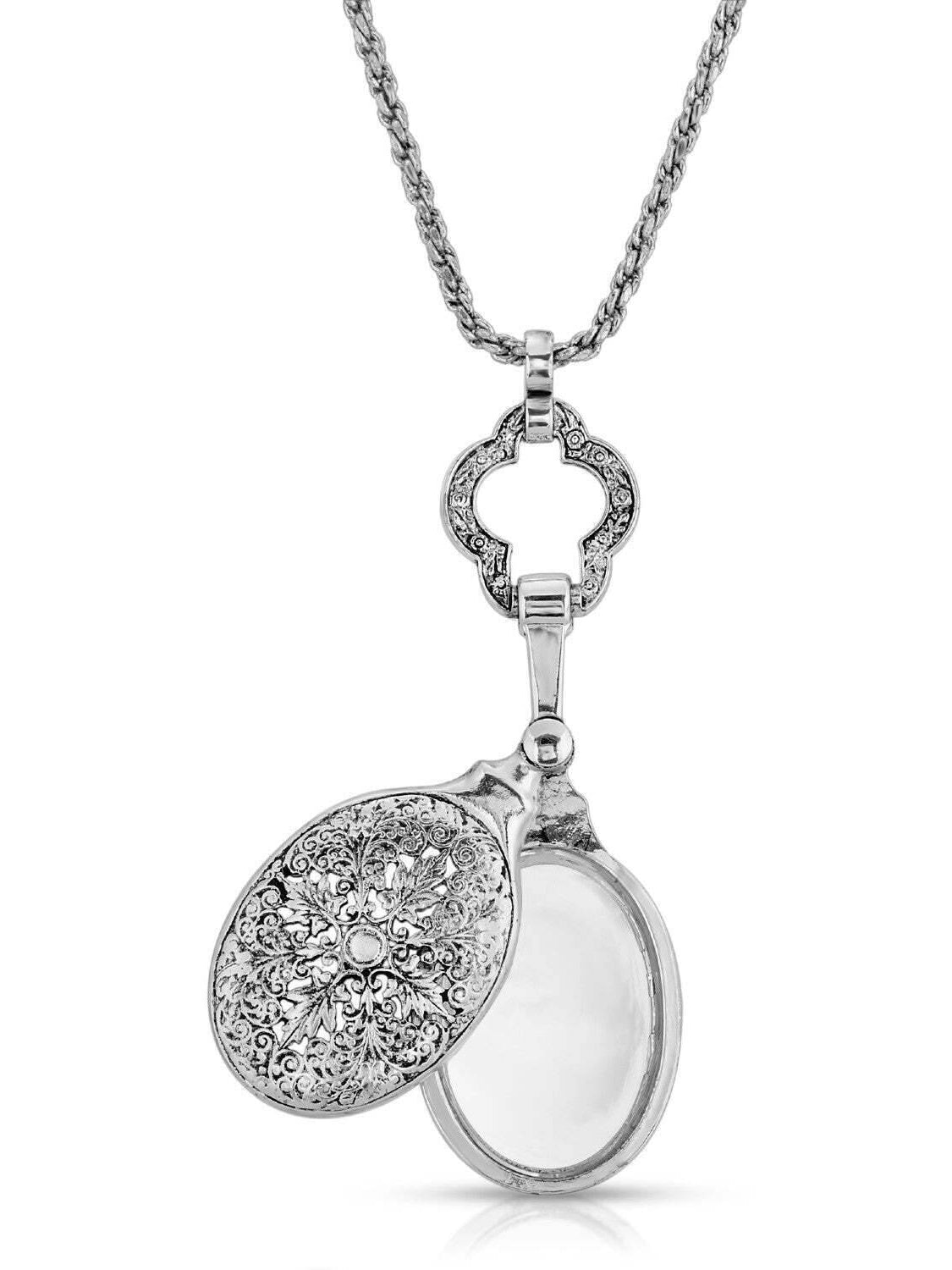 Antiquities Couture Docent's Showcase Swivel Magnifying Pendant Necklace 32" - Magnification Power: 2X