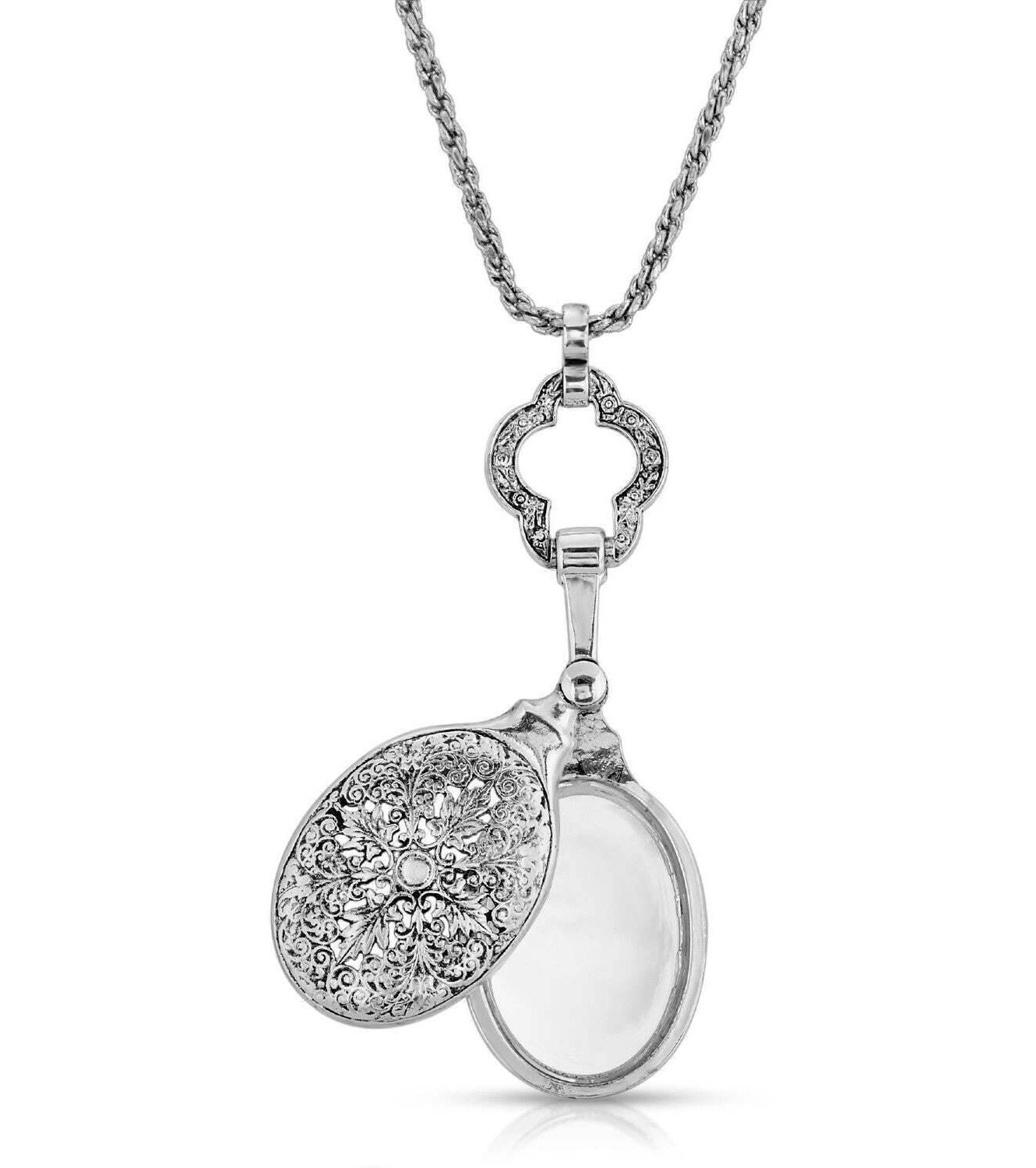 Antiquities Couture Docent's Showcase Swivel Magnifying Pendant Necklace 32" - Magnification Power: 2X