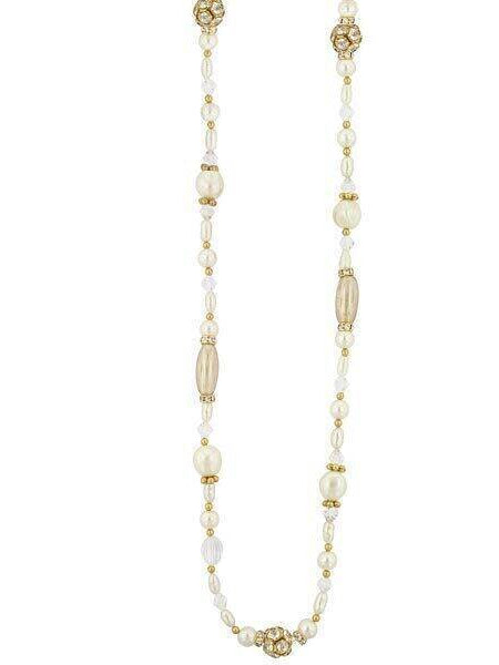 Antiquities Couture Faux Pearl And Crystal Rope Necklace 38"