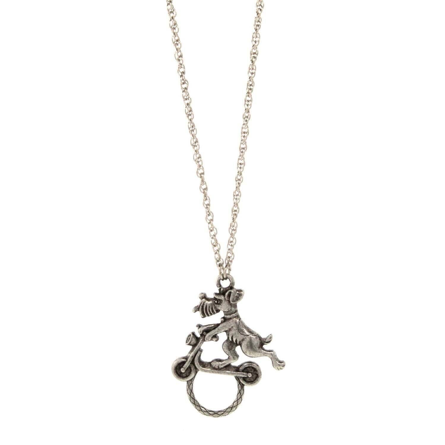 1928 Jewelry Dog On Scooter Badge & Eyeglass Holder Chain Necklace 30"