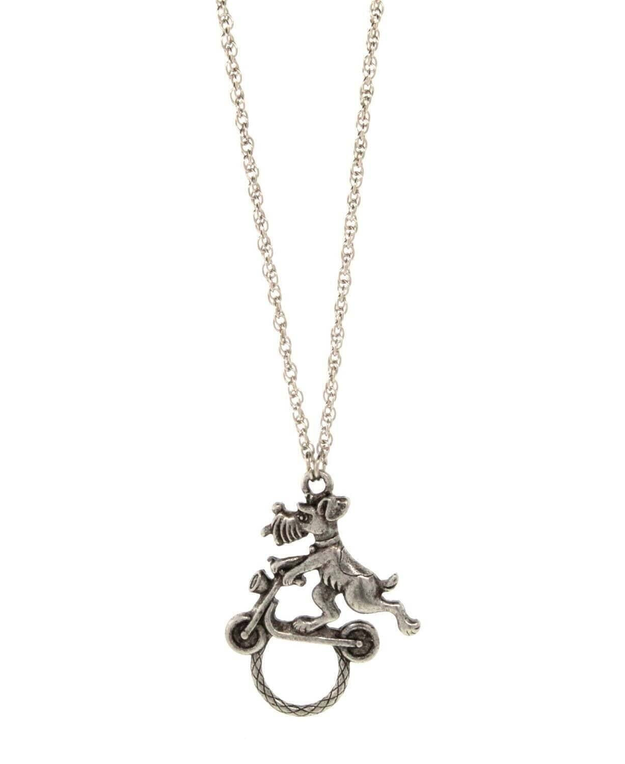 1928 Jewelry Dog On Scooter Badge & Eyeglass Holder Chain Necklace 30"