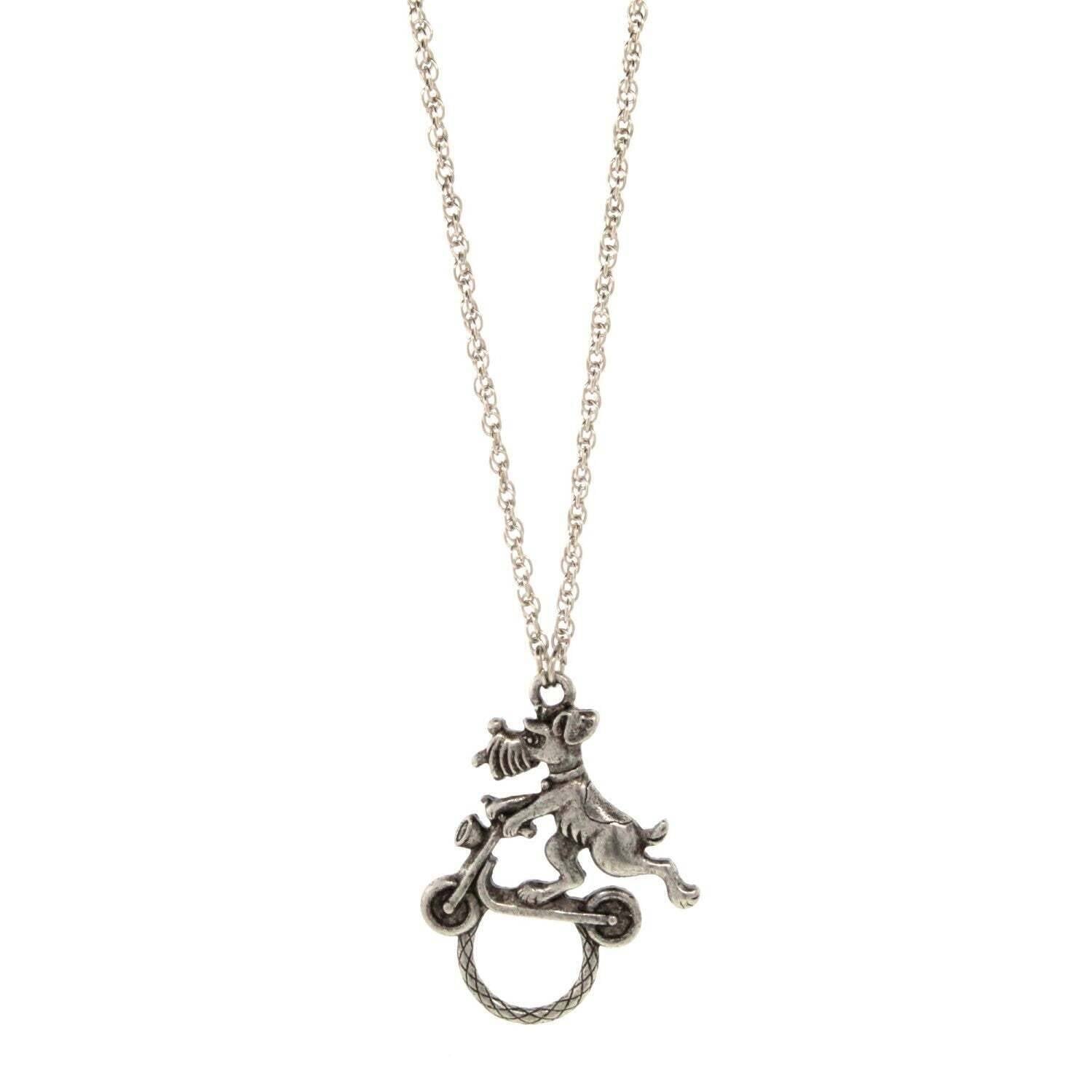 1928 Jewelry Dog On Scooter Badge & Eyeglass Holder Chain Necklace 30"