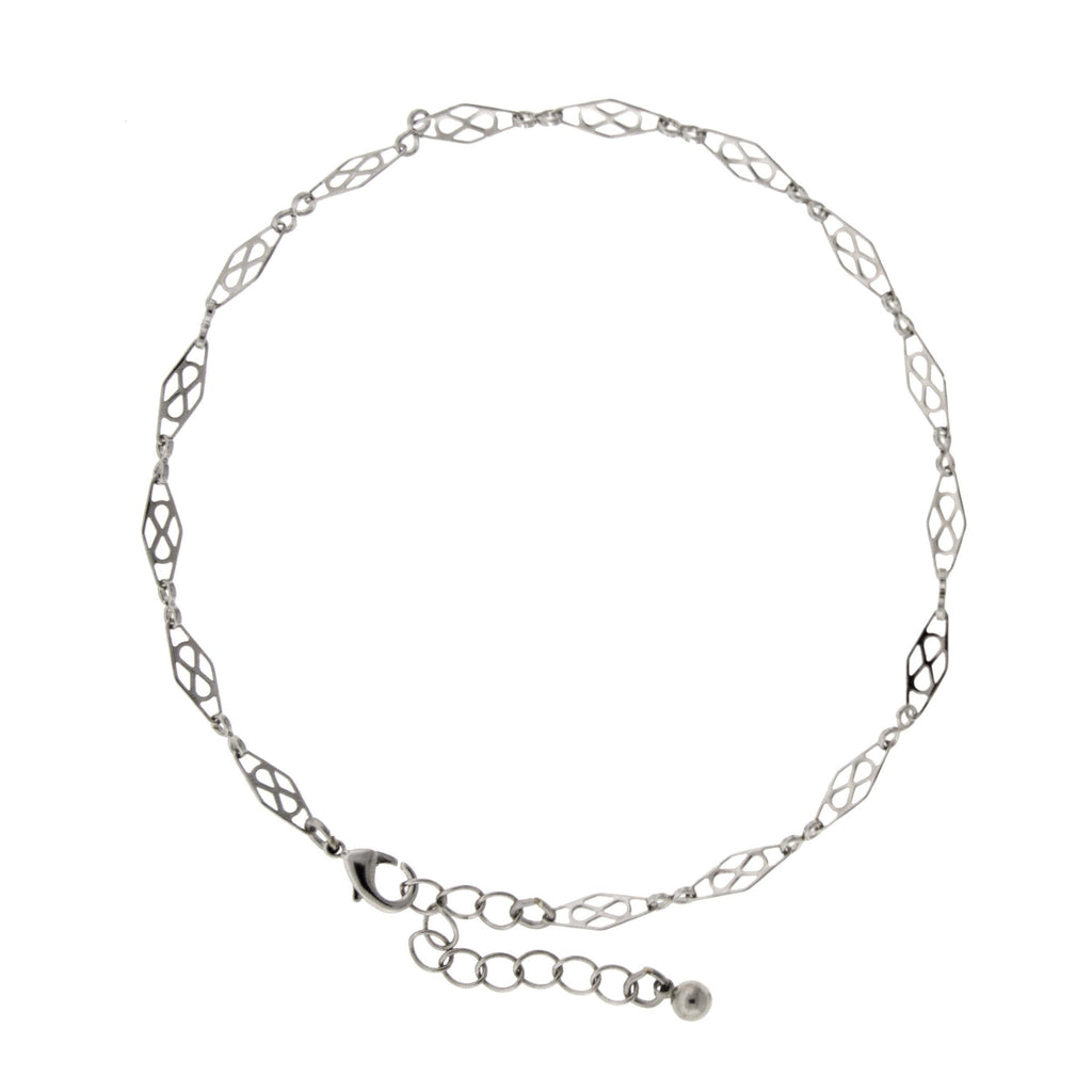 Silver Tone Chain Anklet 9   10.5 Inch Adjustable
